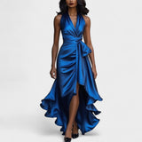 Ема - Сатенена официална рокля с volani