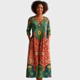 Клара - Дълга рокля с винтидж цветен принт