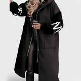 ПЕГИ - Дамско яке с плетени ръкави и качулка