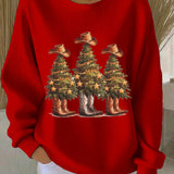 Зорница - Коледен пуловер с западни коледни елхи