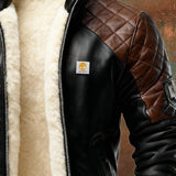 Борислав - кожено яке с бродирана плюшена подплата