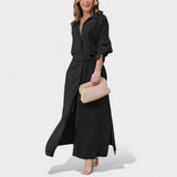 Гордана - Елегантна дълга рокля с V-образно деколте