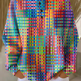 Роза | Суитър с цветен каре дизайн