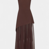 Райна Макси Рокля без Ръкави от Шифон с Боков Разрез