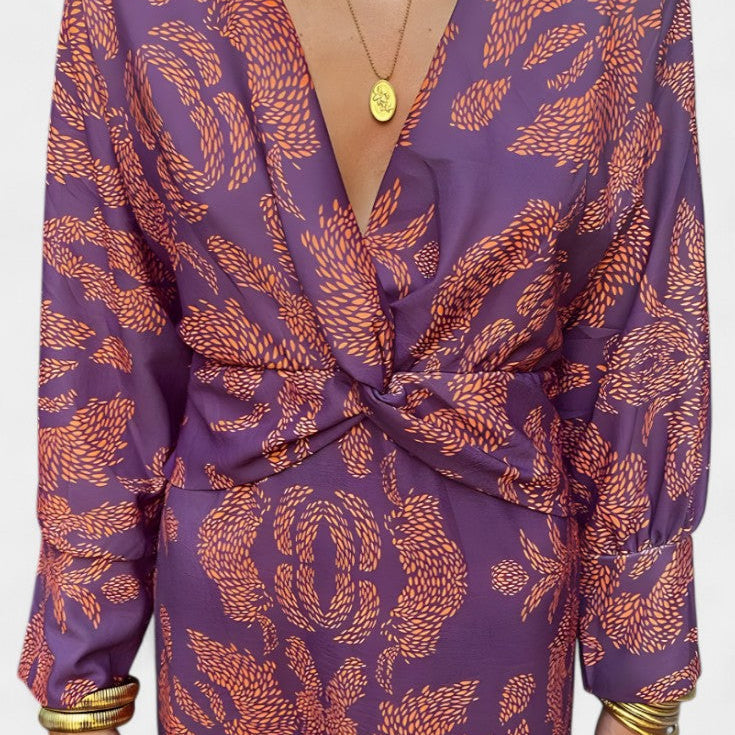 Ема Макси Рокля с V Изрез и Преден Чвор