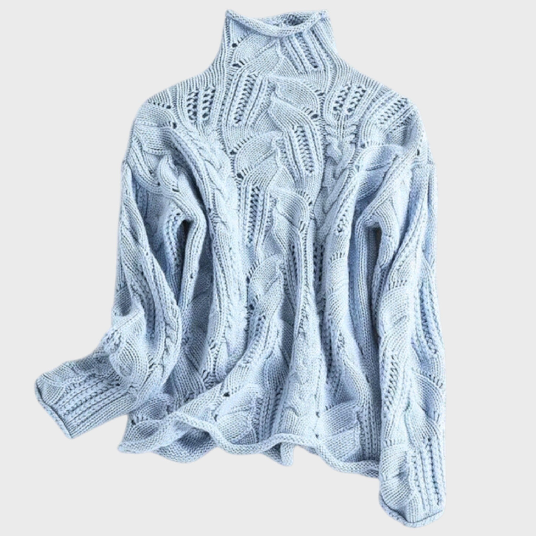 Мила - Дамски плетен пуловер с поло яка