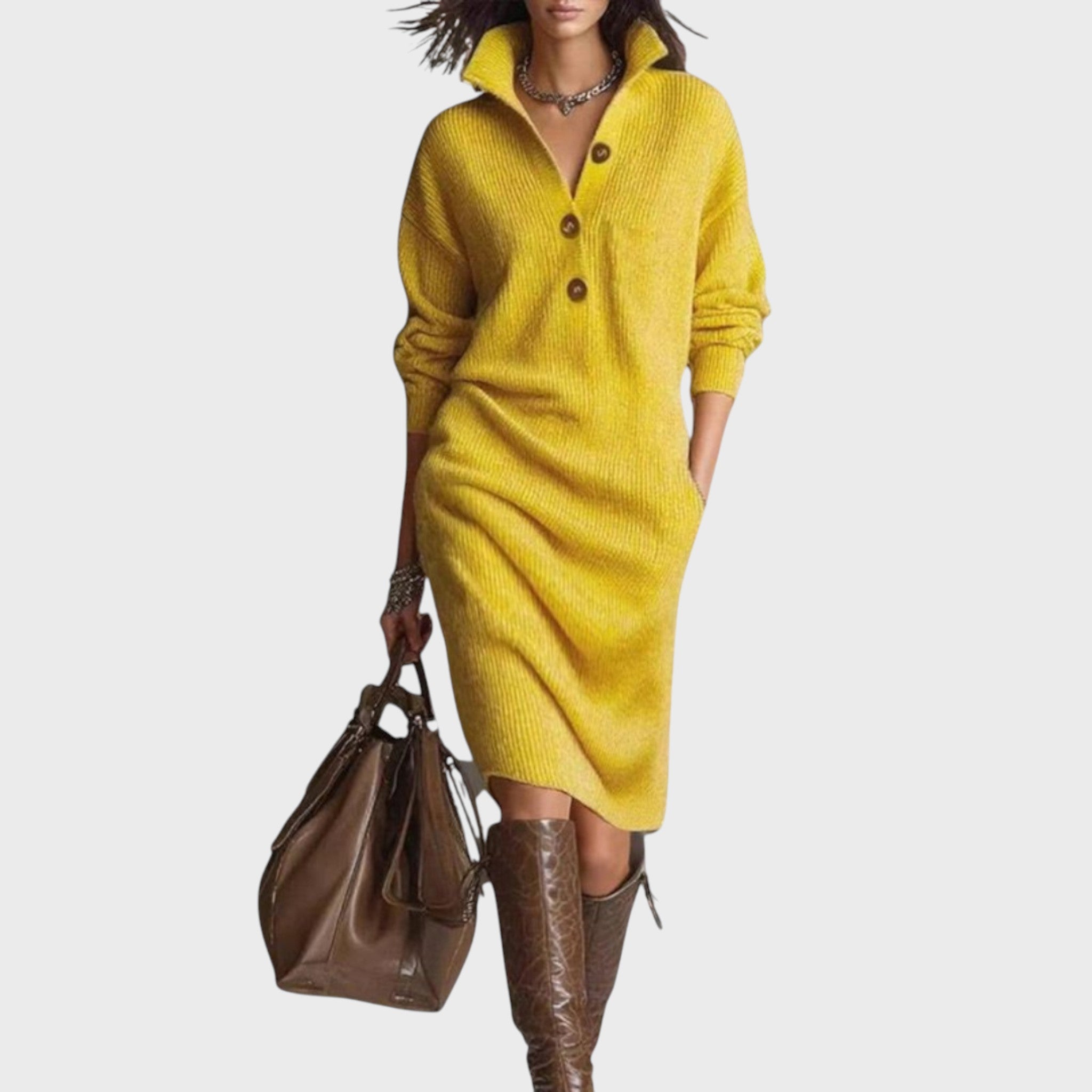 Дарина - Топла плетена рокля, елегантна и удобна