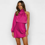 Асиметрична Сатенена Рокля