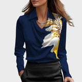 Биляна - Блуза с драпирана сатенена яка