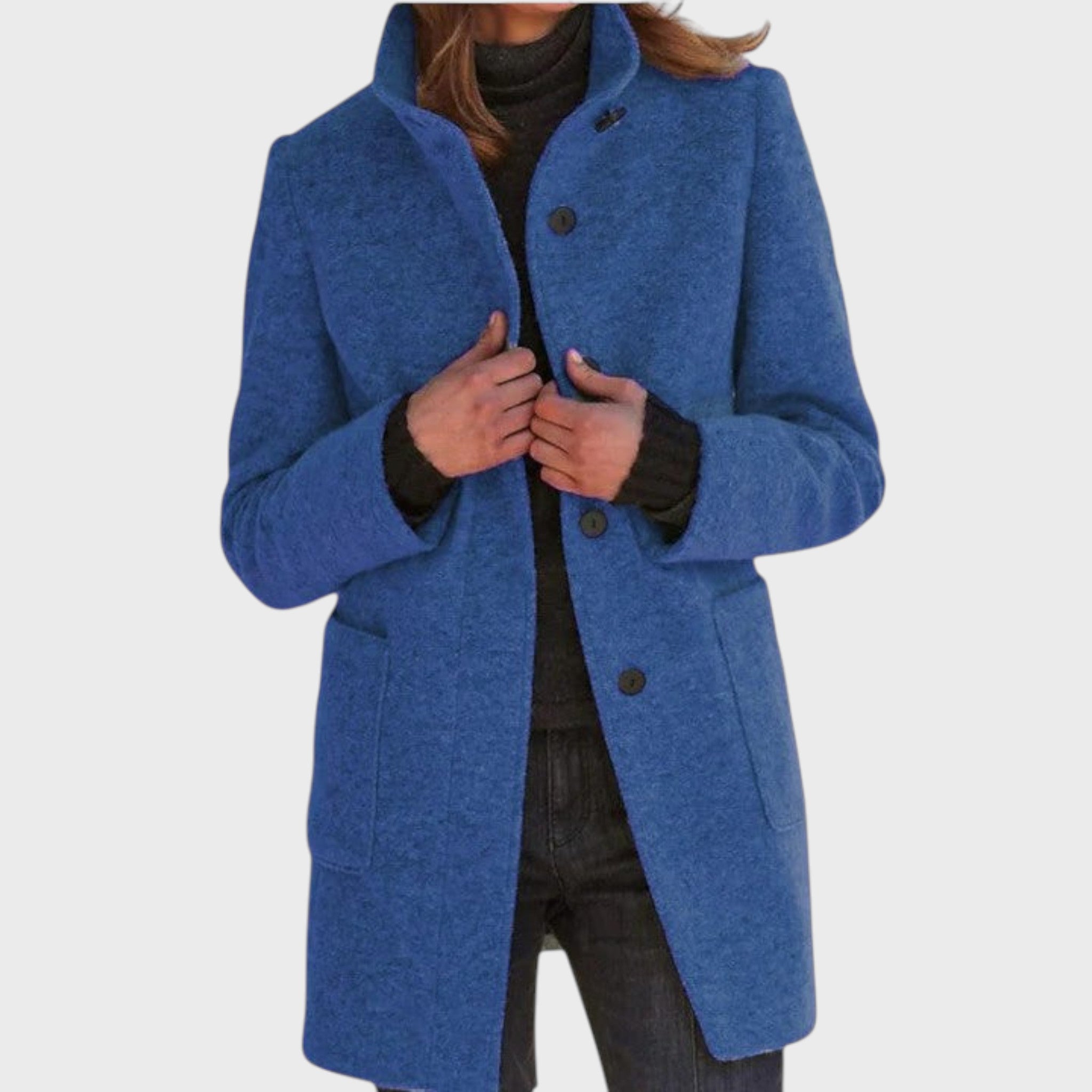 Симона - Стилно дамско палто с висока яка