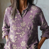 Ирисе | Риза от лен с флорална бродерия