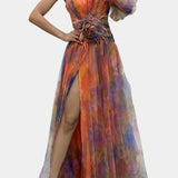 Теодора Асиметрична Макси Рокля с Едно Рамо и Артистичен Узор