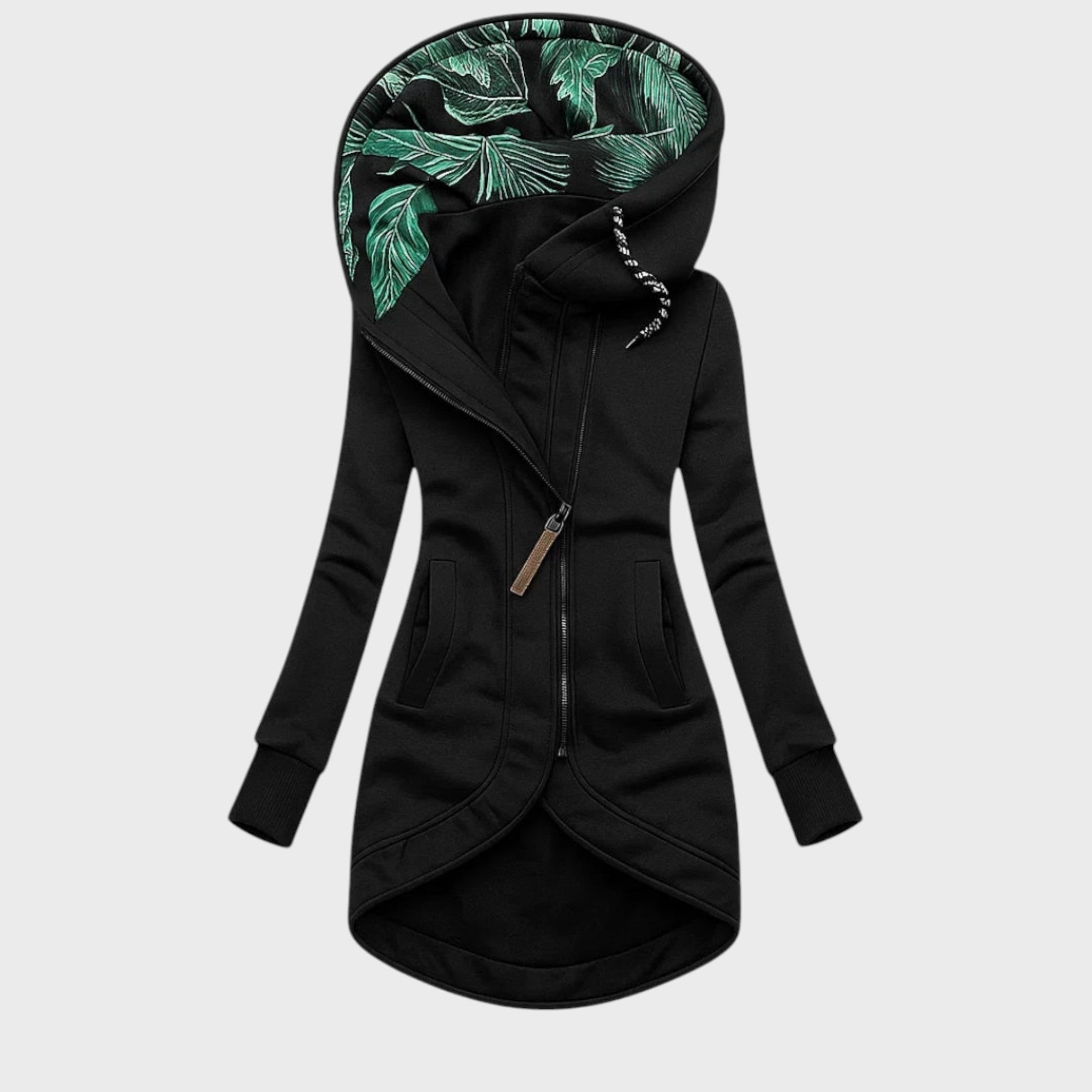 Стоян - Елегантно Дълго Яке с Качулка и Диагонален Цип