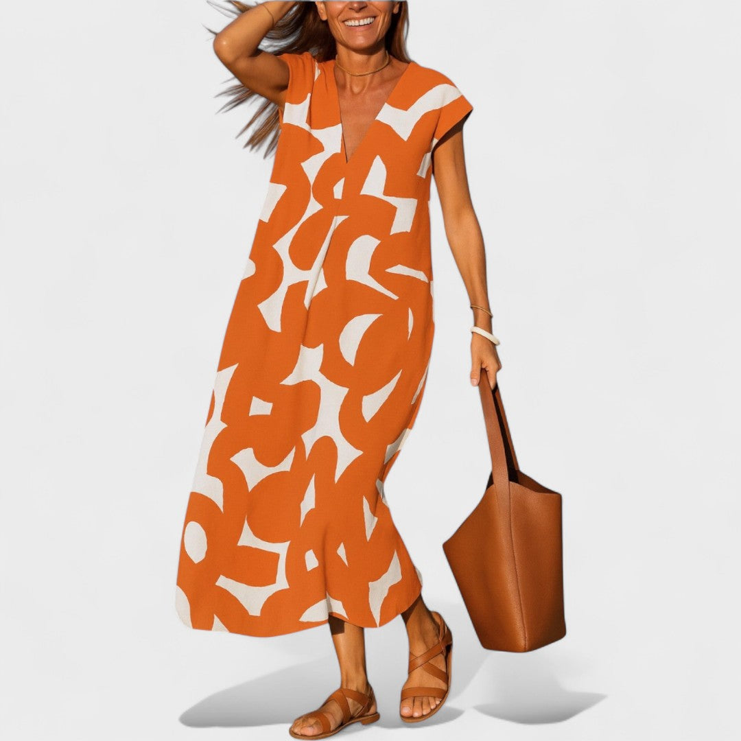 Магдалена - Дълга Рокля с Художествен Узорак