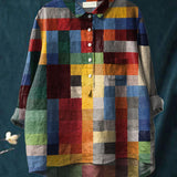 Ирис | Риза с блоков принт в цвят