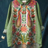 Нина | Тропическа блуза с паун