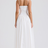 Макси рокля с тънки презрамки и цветен десен