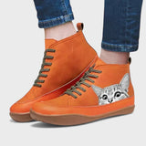 Калина - ежедневни високи маратонки с котешки мотив