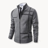 Пуловер от плетена тъкан - пълно закопчаване отпред и смес от меки вълна