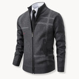 Пуловер от плетена тъкан - пълно закопчаване отпред и смес от меки вълна