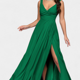 Татяна Дълга Рокля с Драпиране Отпред и Прекрит Изрез