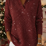 Ливия – Коледен пуловер с блестящ празничен акцент