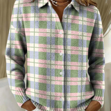 Лена – плетена блуза с каре в свежи пастелни нюанси