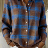 Noor – плетена блуза с кариран мотив