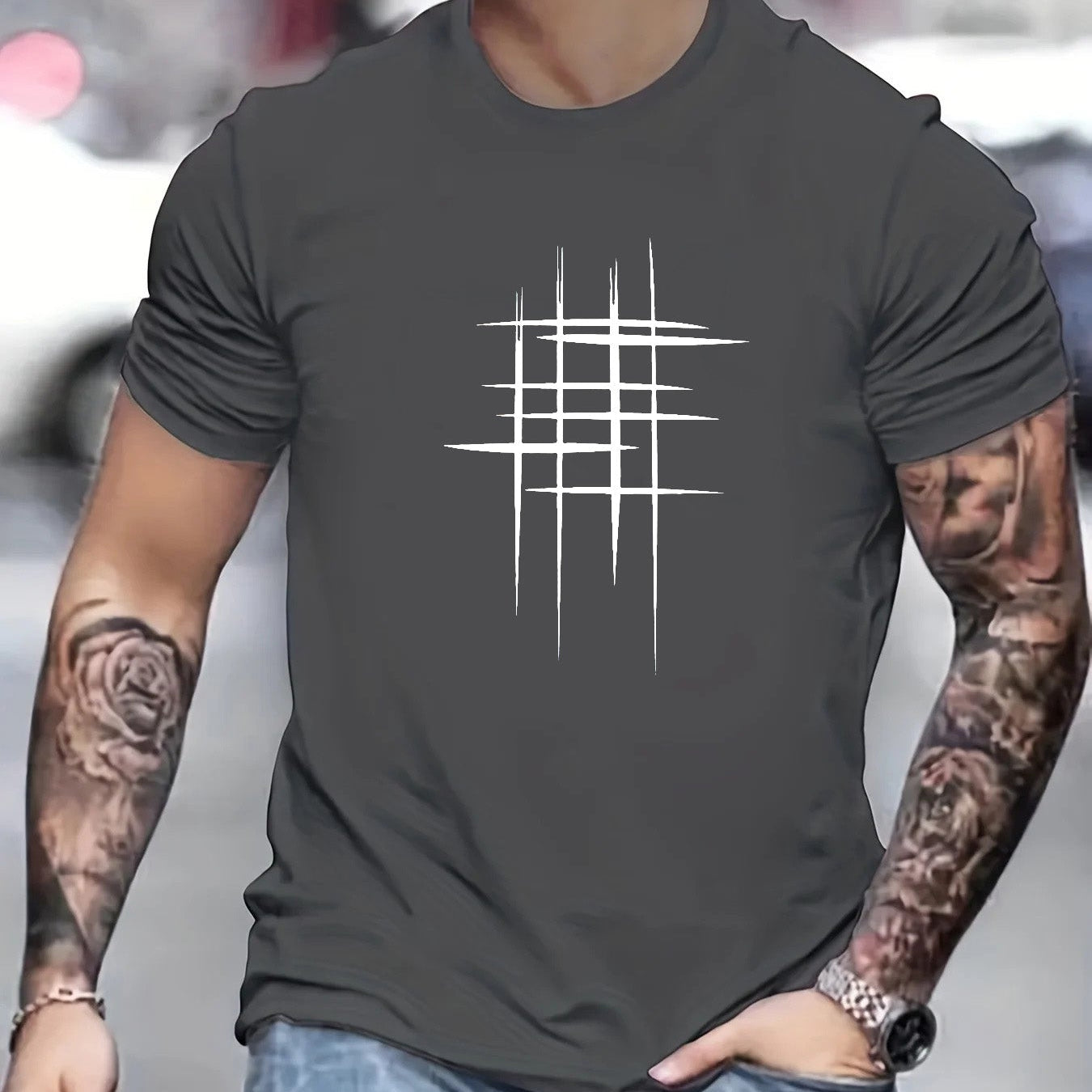 Анастас - Стилен т-shirt с кръгло деколте и графичен принт