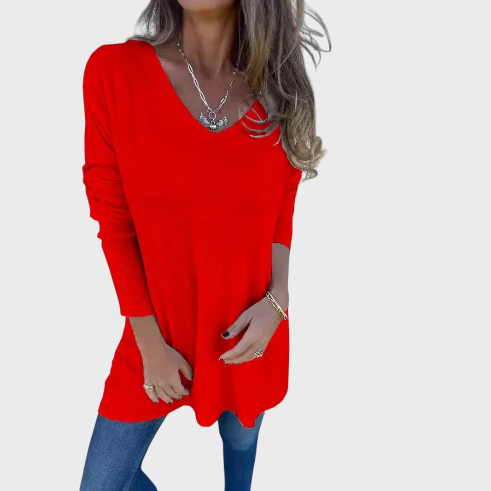 Гергана - Релаксирана дамска блуза с V-деколте