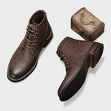 Стефан | Винтидж кожени дък боти с капачка