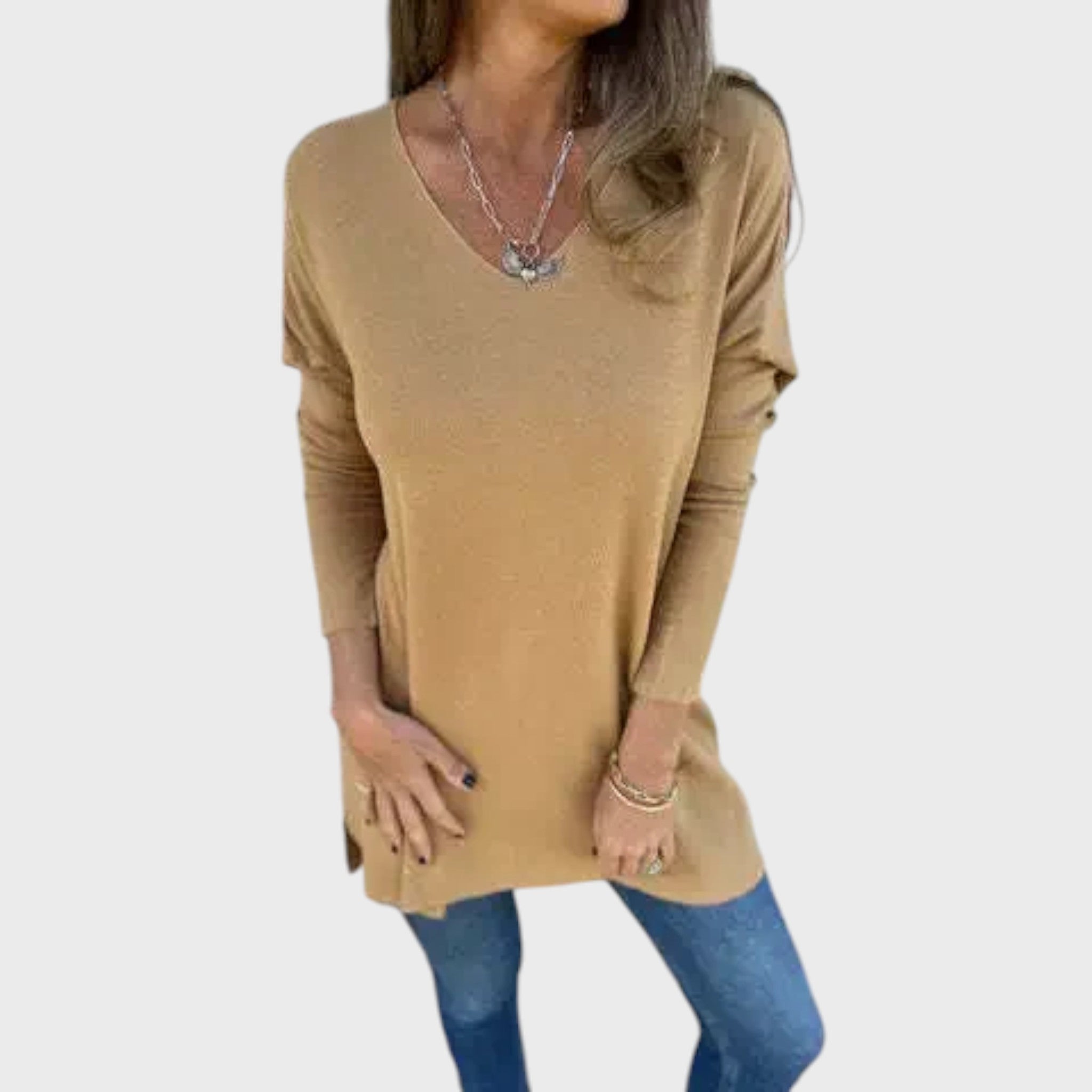 Гергана - Релаксирана дамска блуза с V-деколте