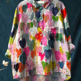 Валентина | Риза с цветен сърцевиден принт