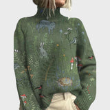 Калина – Дамски плетен пуловер с бродерия