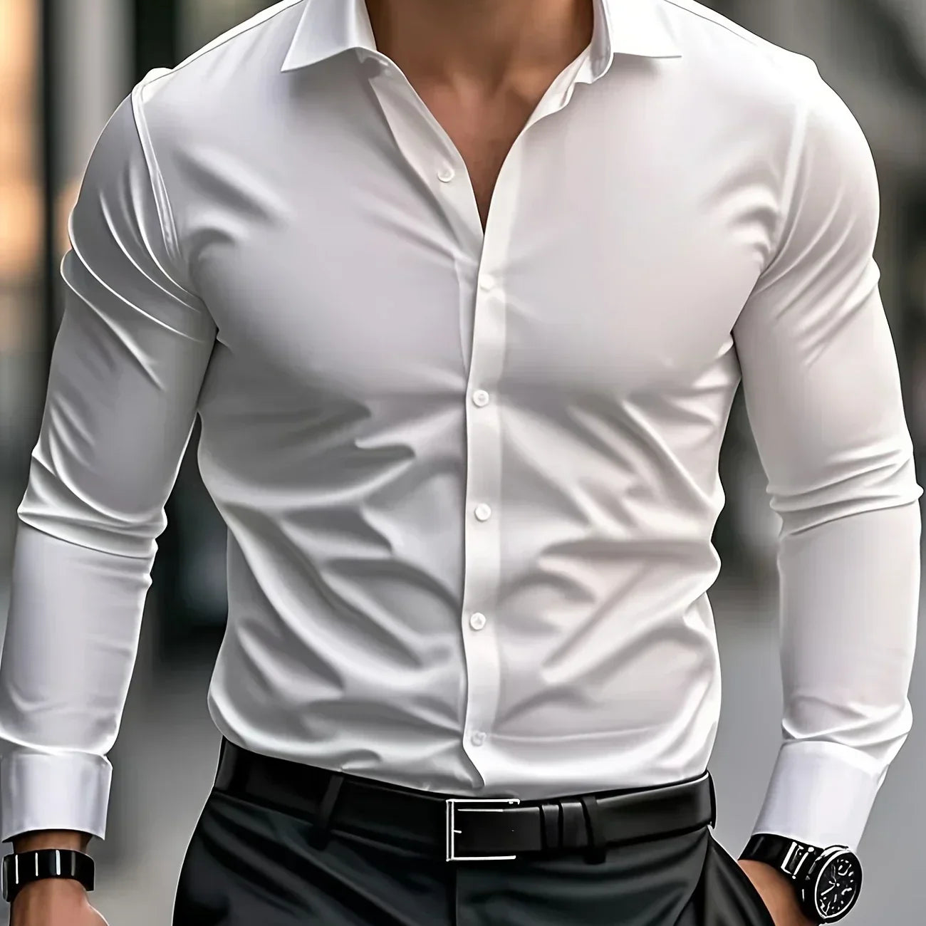 Найчо - Елегантна риза с дълги ръкави и копчета