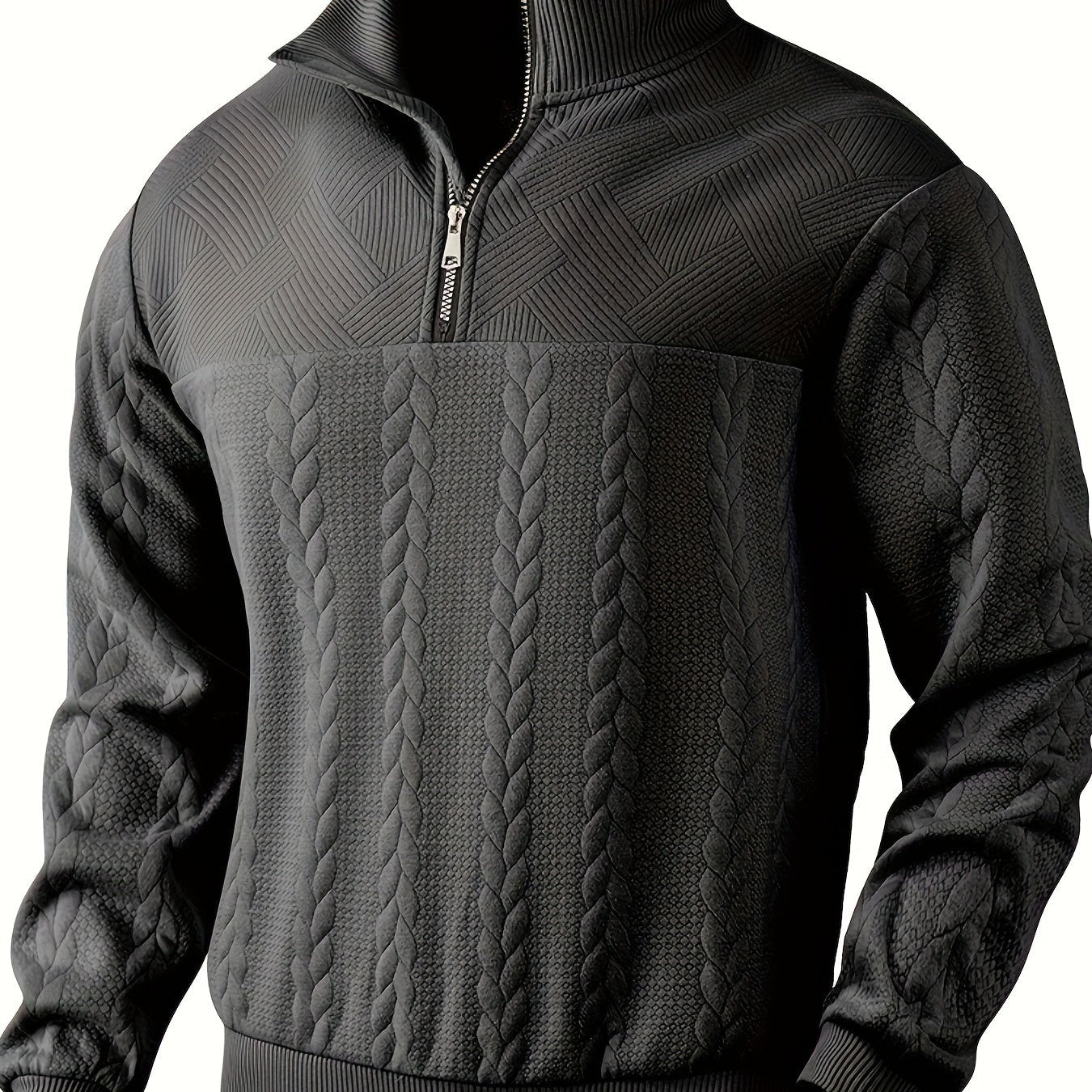 Калоян: Мъжки плетен суитшърт с яка и цип