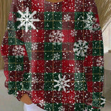 Зорница - Коледен пуловер с квадрати и снежинки