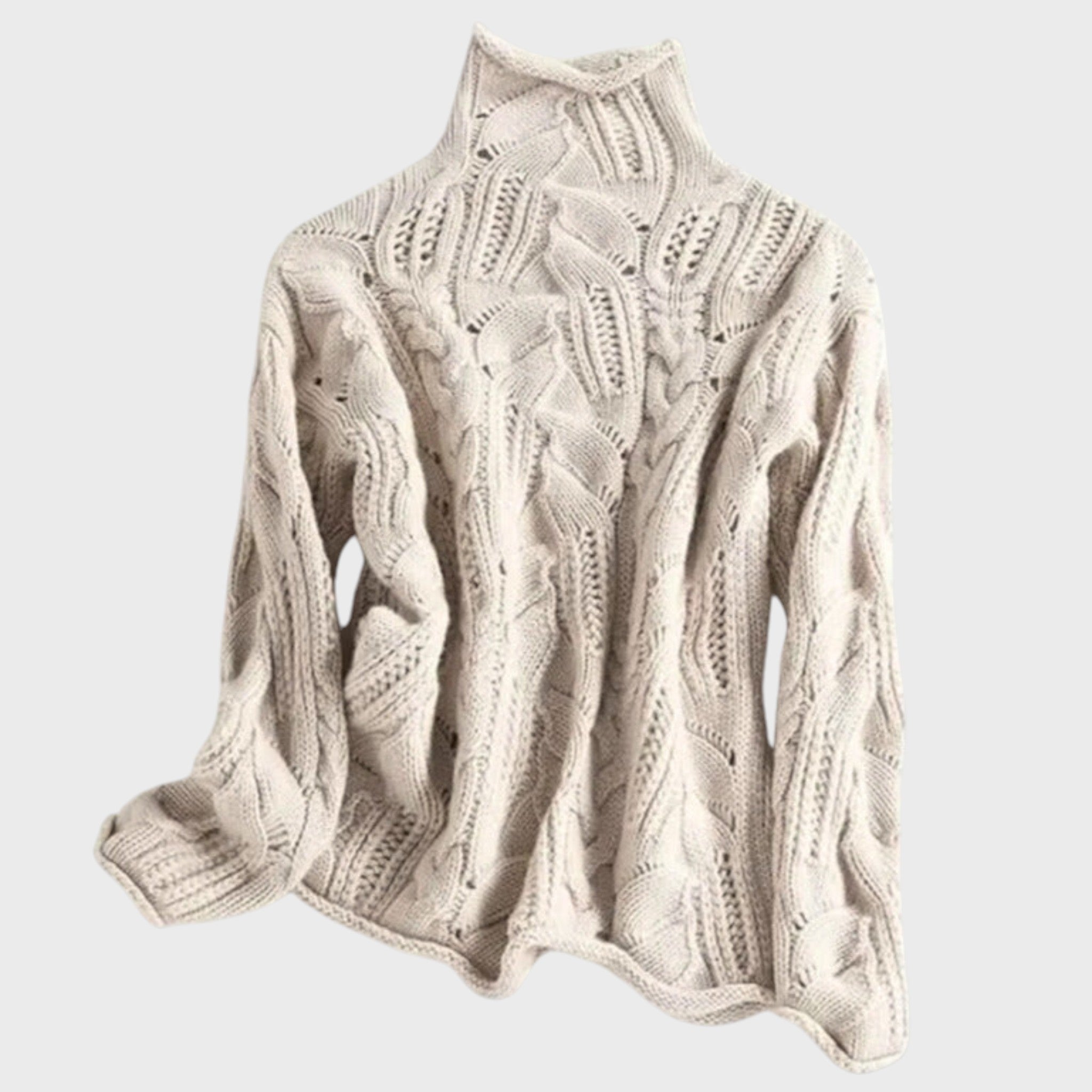 Мила - Дамски плетен пуловер с поло яка