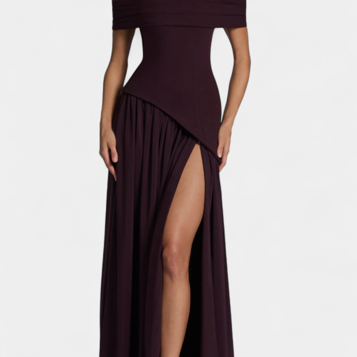 Райна Макси Рокля без Ръкави от Шифон с Боков Разрез