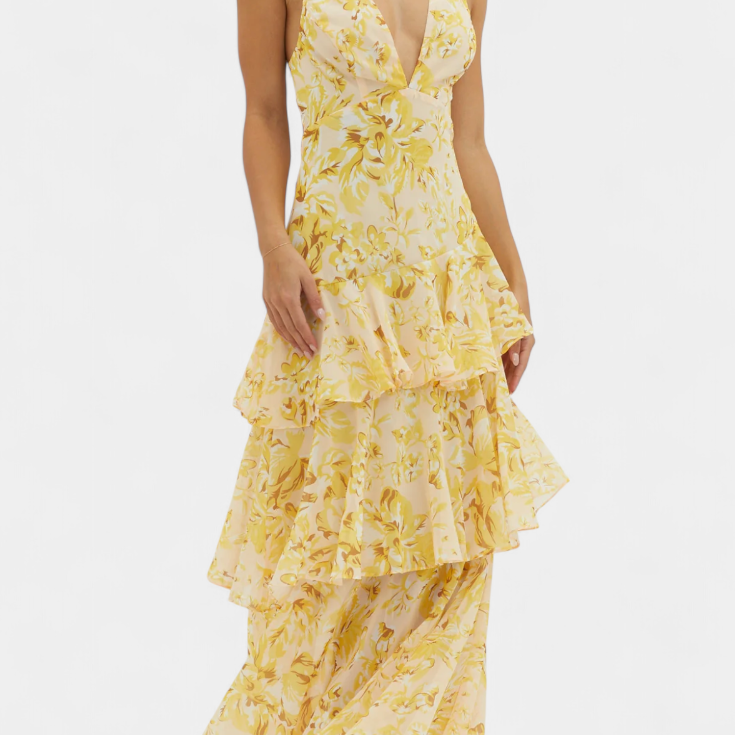 Валентина - Рокля от Шифон с V-Изрез и Пухкави Ръкави