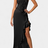 Филипа Миди Рокля с Корсет и Асиметрични Волани