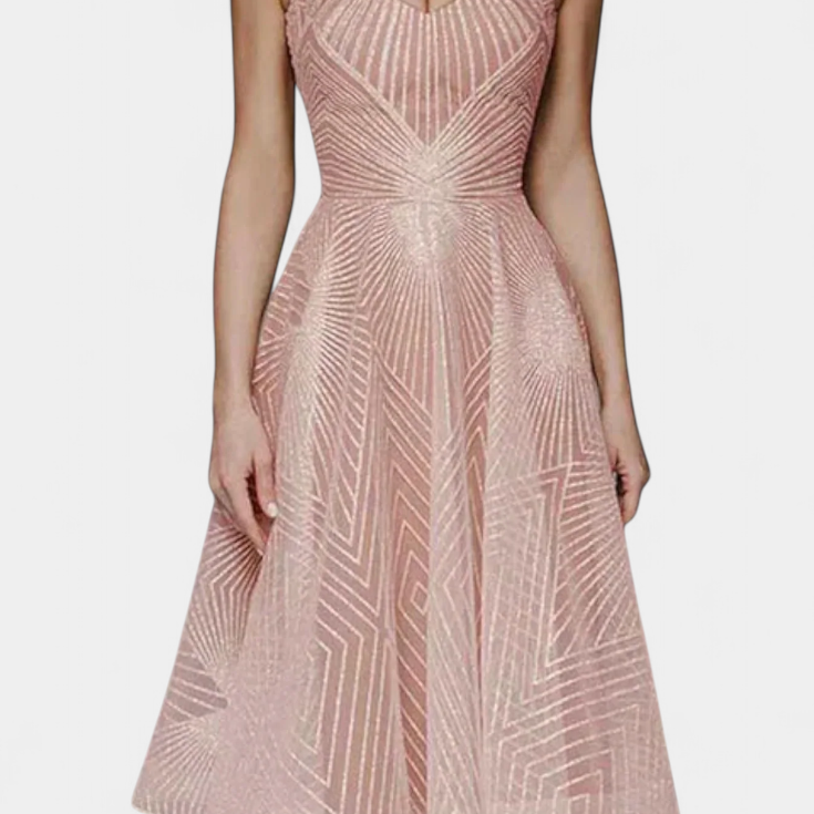 Драгана Дълга Рокля с Бродерия и А Силует