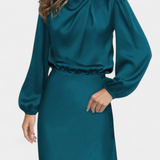 Мария Макси Рокля с Висок Яка и Цветни Детайли