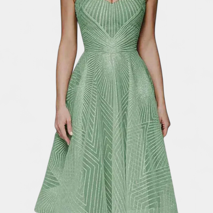 Драгана Дълга Рокля с Бродерия и А Силует