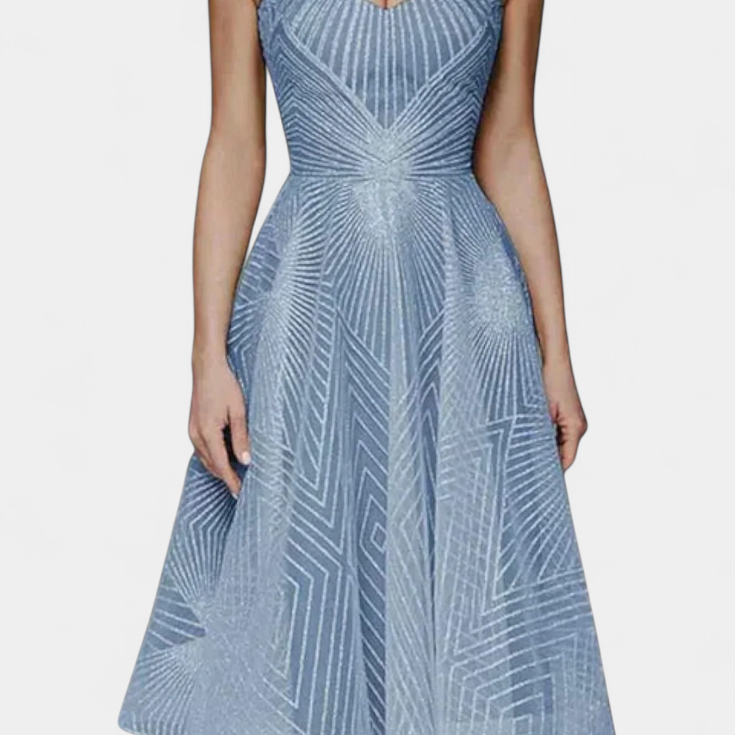 Драгана Дълга Рокля с Бродерия и А Силует