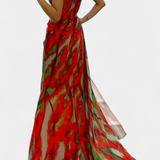 Бланка Макси Асиметрична Рокля с Вибрантен Узор