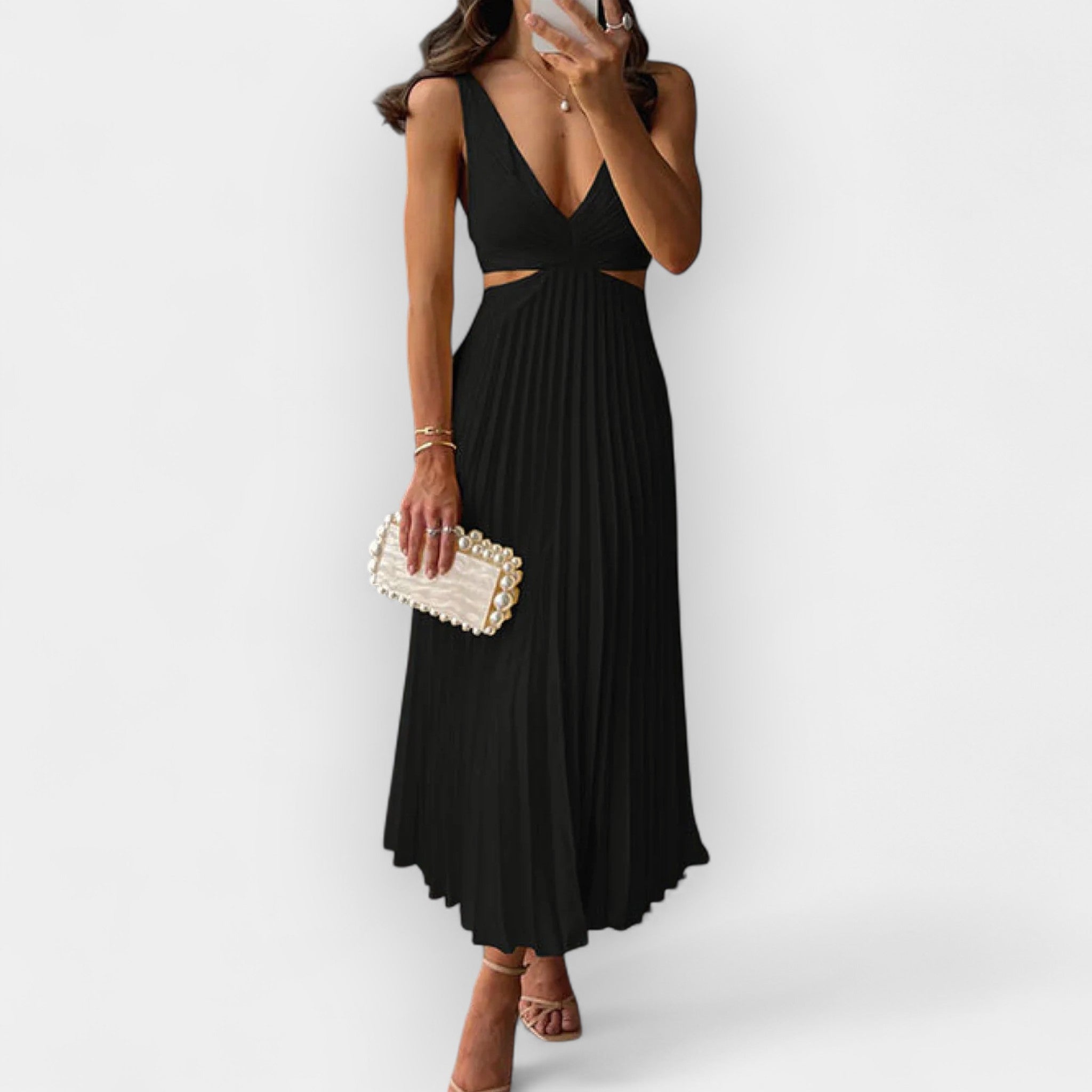 Миди рокля от сатен