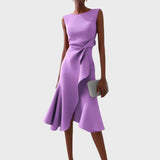 Катарина - Наборна асиметрична миди рокля