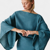 Филипа - Кимоно рокля от лен и памук с пояс