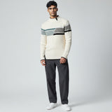 Калоян - Плетен пуловер с висока яка и текстура за мъже